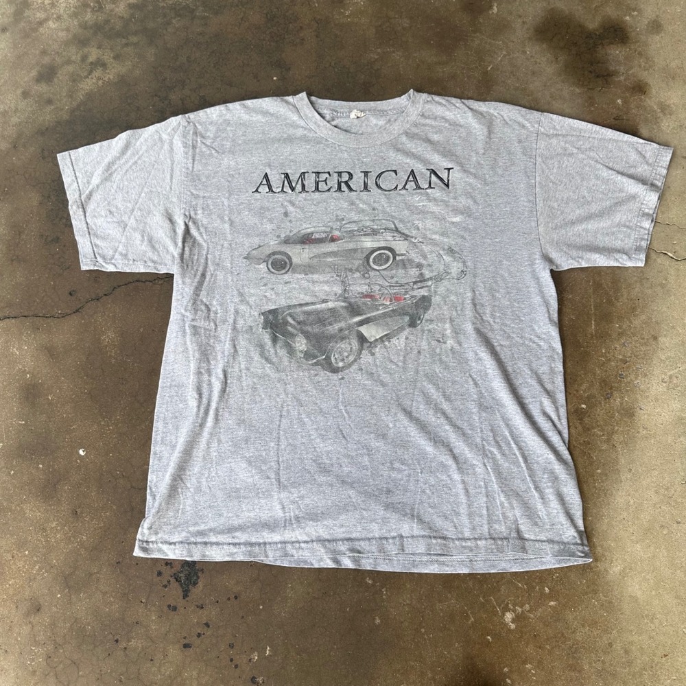 Unbranded Graphic T-Shirt Mens XL Gray Excellent American Classic Car Vintage